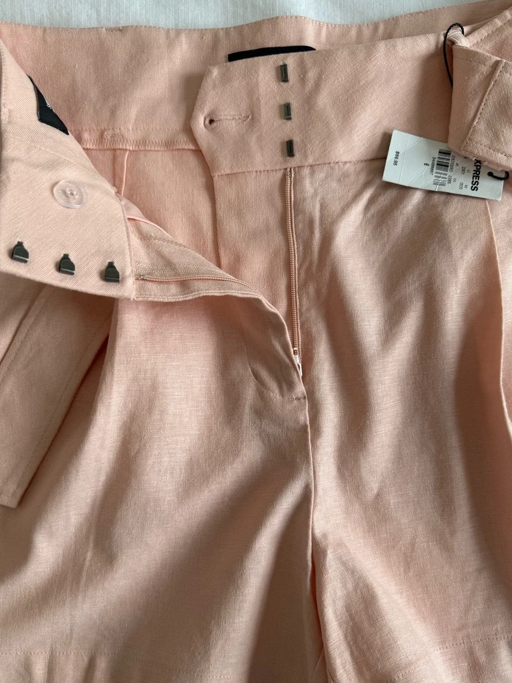 Express Blush Pink Linen Blend Shorts 6 NWT High Rise Resort Vacation Wear Chic - Picture 5 of 14